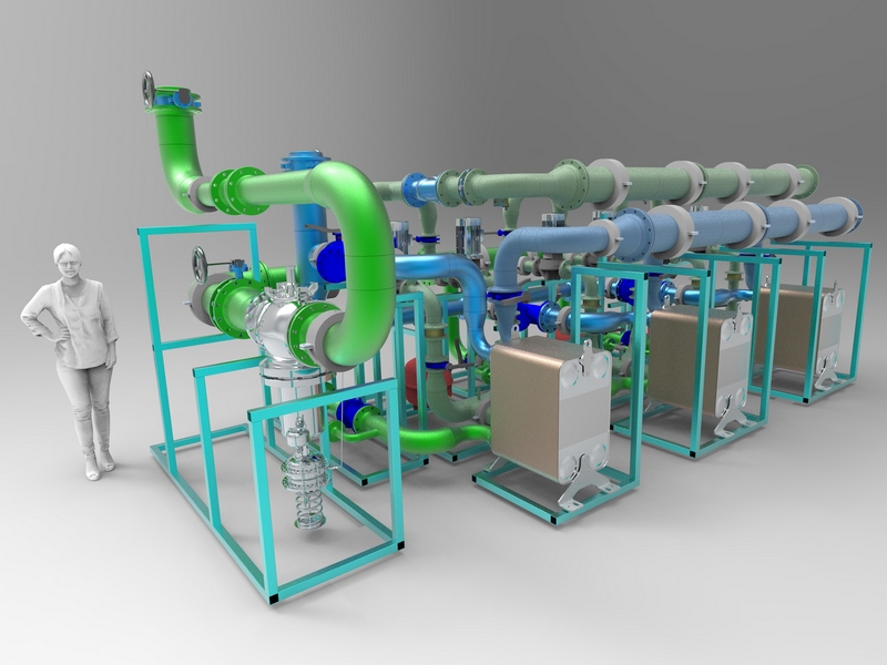 Fernwärmeübergabestationen mit je einer Leistung von 2100kW