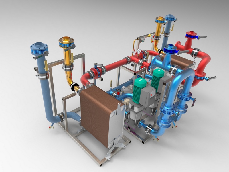 Warmwasserbeitung als Durchflusssystem mit einer Leistung von 150kW - 550kW